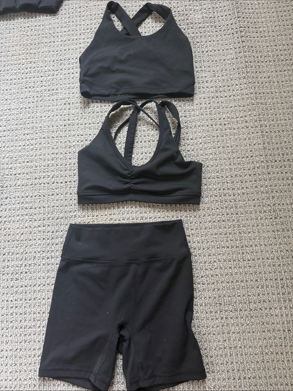 Cloud 9 Black dance/ cheer Set - Crossback Sports Bras + High Waist Bike Shorts